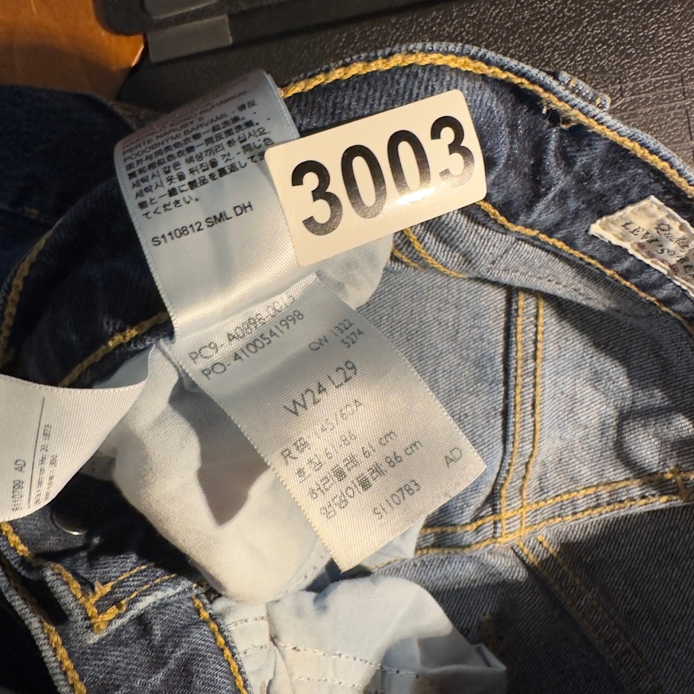 Levi's High Rise Straight Leg Jeans Womens 24 Dark Blue Minimalist Heritage - Picture 3 of 6
